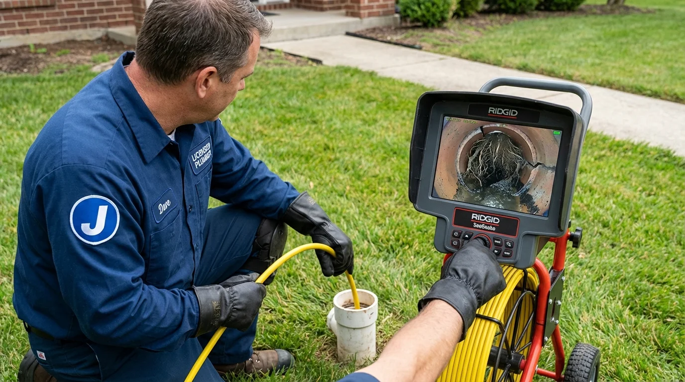 Sewer camera inspection being performed by Johns Plumbing LLC in Lempster
