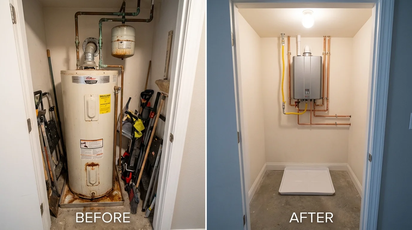 Tank water heater versus wall-mounted tankless unit comparison for Lempster, NH homeowners